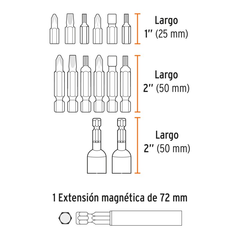 Juego de 47 puntas mixtas largos 1' y 2' en estuche, Expert - Imagen 3