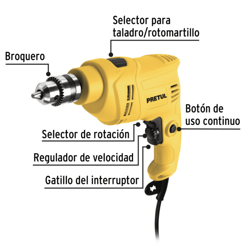 Rotomartillo 3/8" 550 W, Pretul - Imagen 2