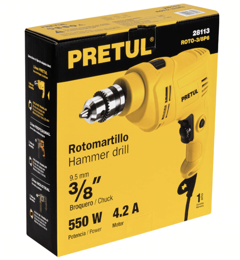 Rotomartillo 3/8" 550 W, Pretul - Imagen 3